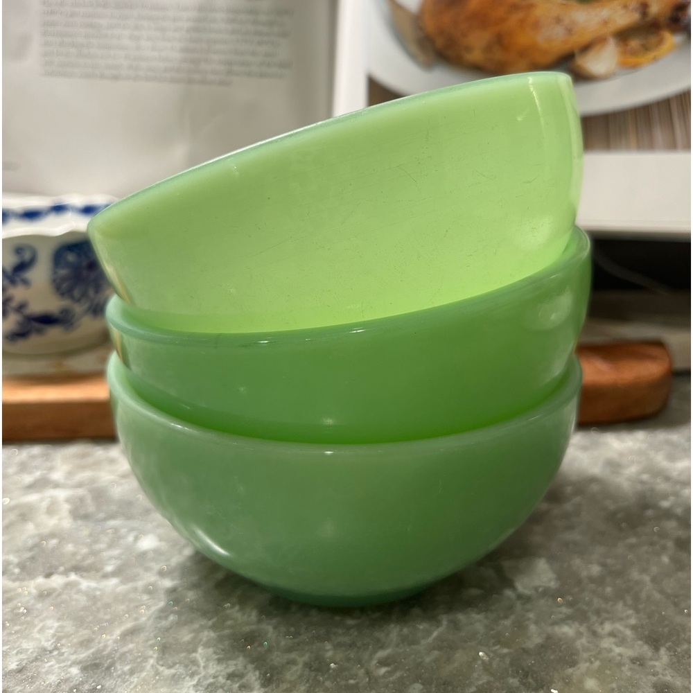 Vintage Anchor Hocking Fire King Jadeite Chili Bowl- Set of 3